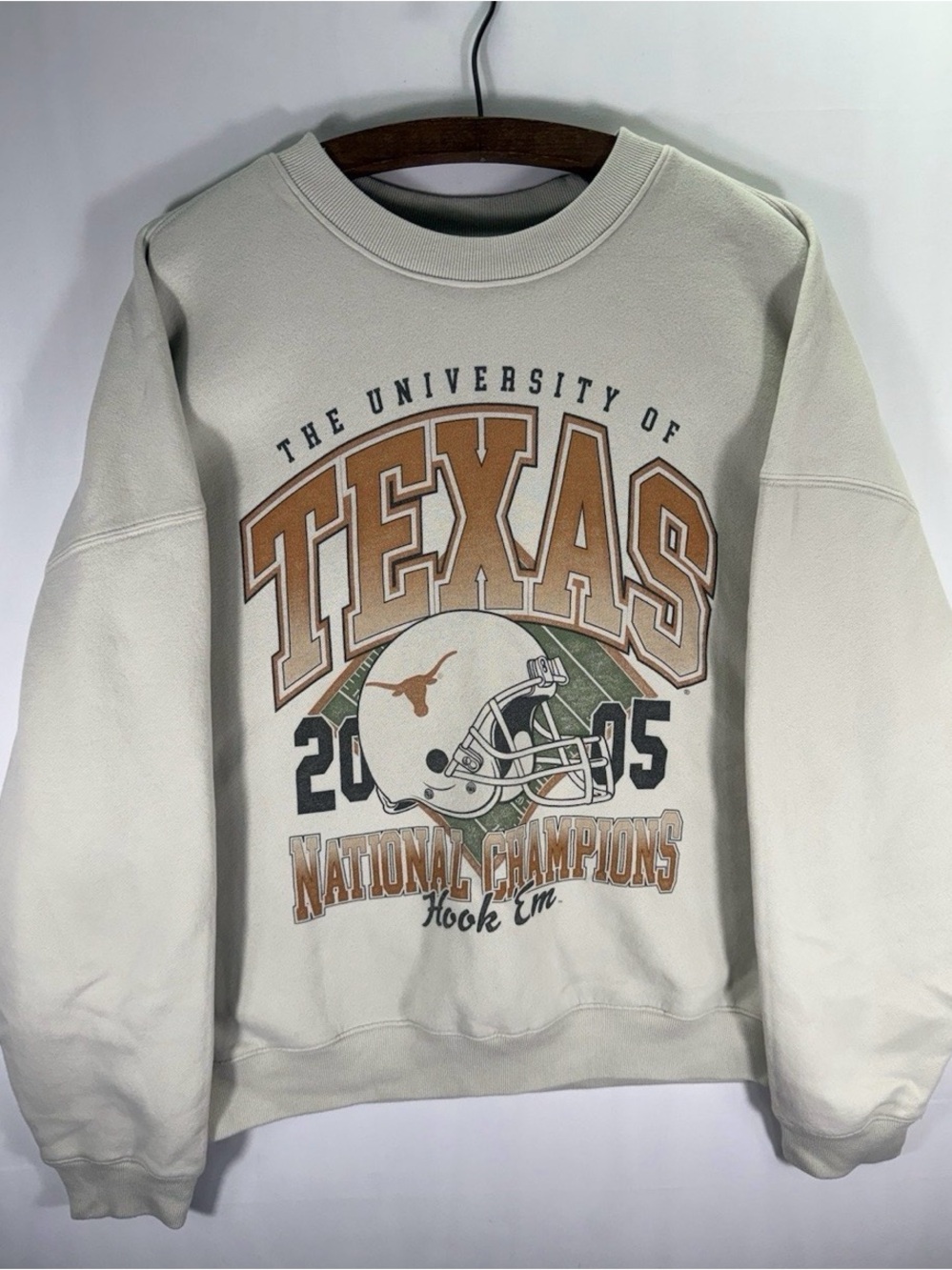 Hollister University of Texas Cream Graphic Sweatshirt - Collegiate Crewneck